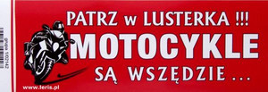 Naklejka naklejki MOTOCYKLE - PATRZ W LUSTERKA czerwone tło